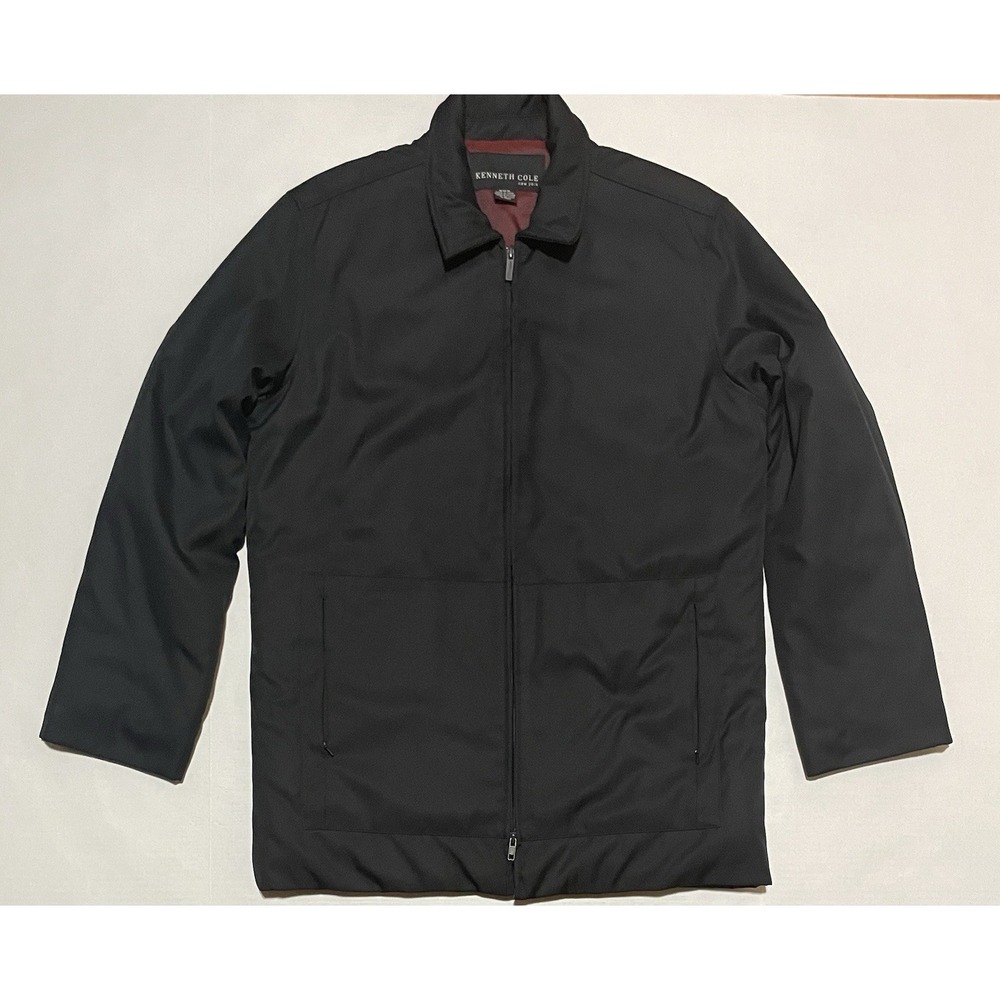 Kenneth Cole Reaction Mens Medium Black Full Zip Winter Puffer Long Jacket LINED